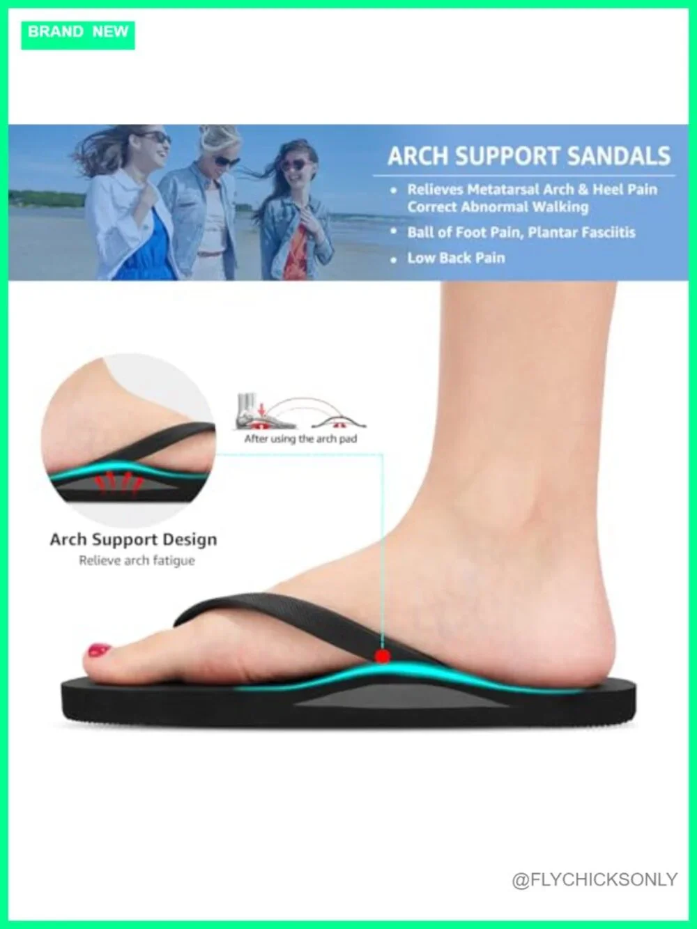 Quick-Dry Arch Support Flip Flops Non-Slip Lightweight Water-Friendly EVA